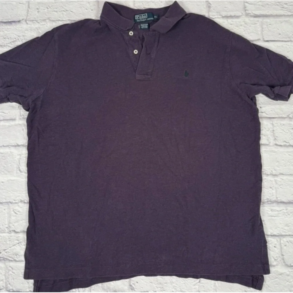 Polo Ralph Lauren Men's‎ Vtg Polo Shirt Pique Fabric Sz XL Purple Short Sleeve